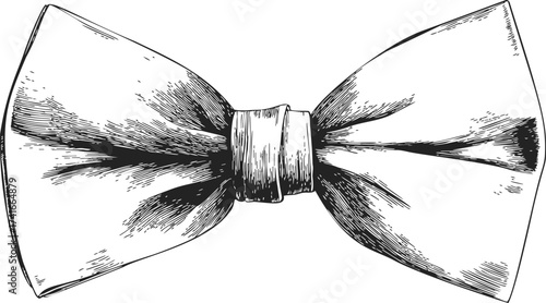 Bow tie sketch hand drawn illustration with detailed shading — stock vector