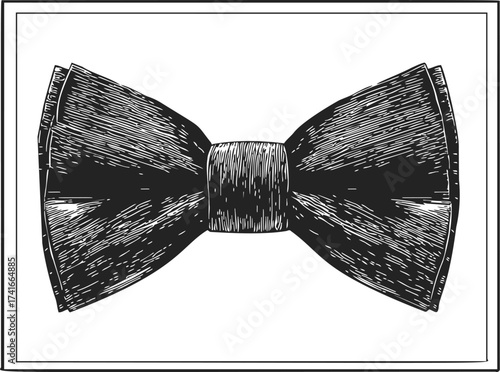 Bow tie sketch hand drawn style with detailed textured lines — stock vector