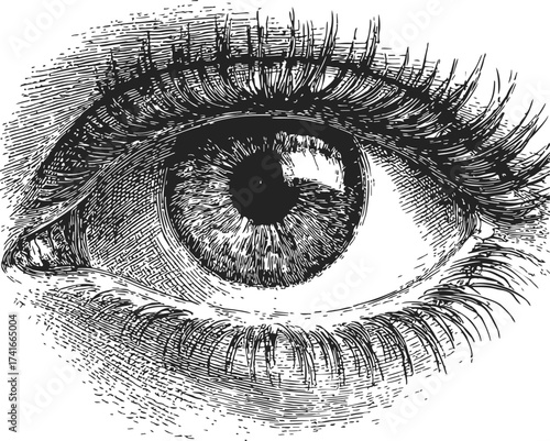 Eye detailed sketch hand drawn vintage engraving style illustration — stock vector