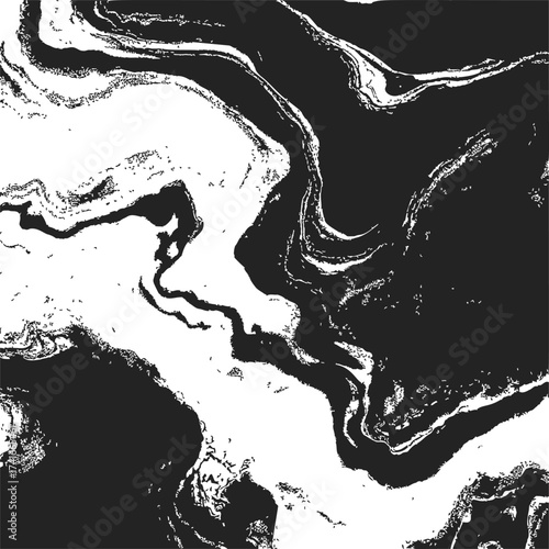 Black and white abstract marble pattern, sketch hand drawn swirling texture — stock vector