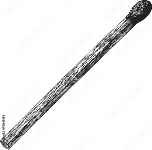 Matchstick sketch hand drawn style detailed wooden texture illustration — stock vector