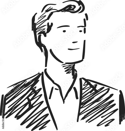Man portrait sketch hand drawn in suit minimalist line art — stock vector