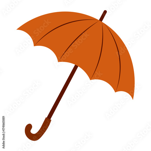 Fall umbrella. Classic umbrella in orange color. Great for rainy weather, autumn season, protection, and cozy day design