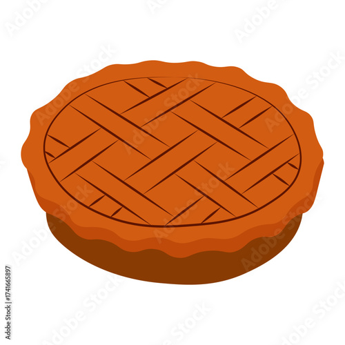 Classic apple pie. Traditional lattice top pie. Ideal for harvest, Thanksgiving, dessert menu, and cozy food illustration