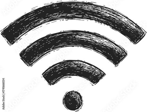 Wifi symbol sketch hand drawn style with rough textured lines — stock vector