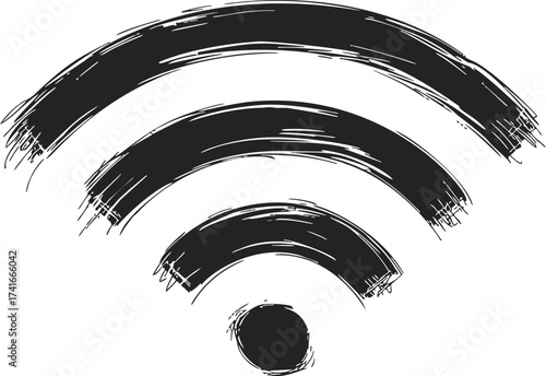 WiFi symbol sketch hand drawn style with rough brush strokes — stock vector