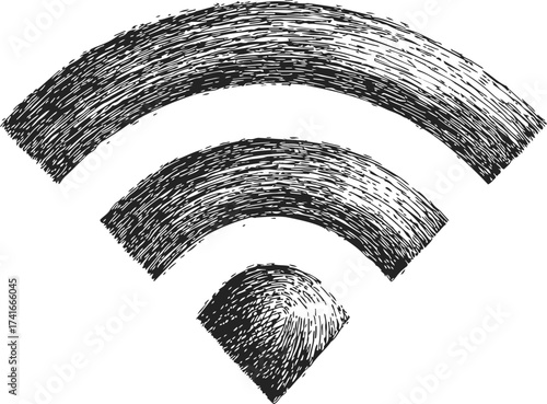 Wi-Fi symbol sketch hand drawn style with textured lines — stock vector