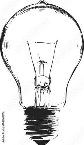 Light bulb vector hand drawn sketch, vintage incandescent lamp illustration — stock vector
