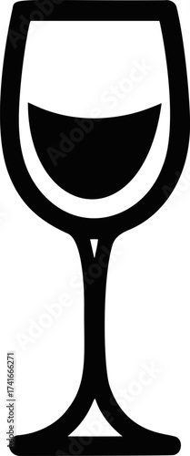 Wine glass vector simple black silhouette icon isolated on white — stock vector