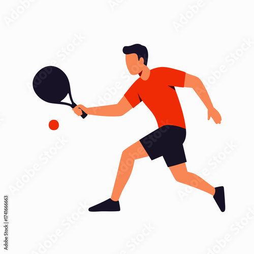 A vibrant illustration depicts a tennis player in action, showcasing a dynamic pose with racket and ball, perfect for sports-related designs.