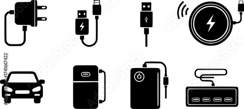 Set of charger vector icon