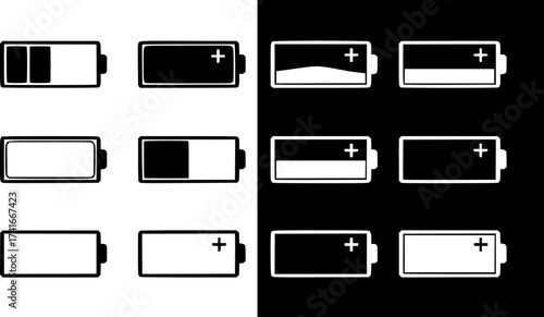 Set of battery vector icon