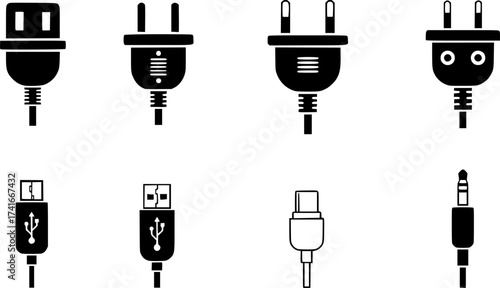 Set of plug vector icon