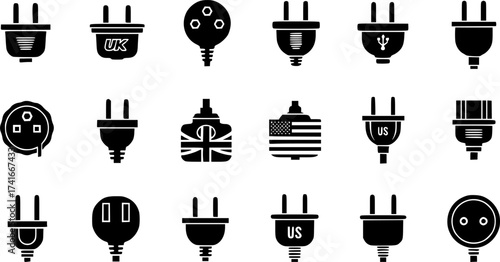 Set of plug vector icon