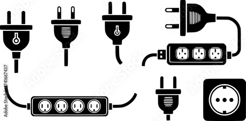 Set of plug vector icon
