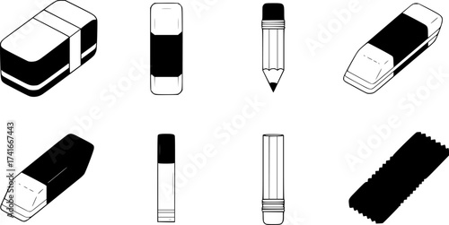 Set of eraser vector icon