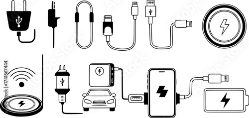 Set of charger vector icon