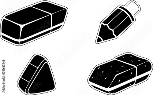 Set of eraser vector icon