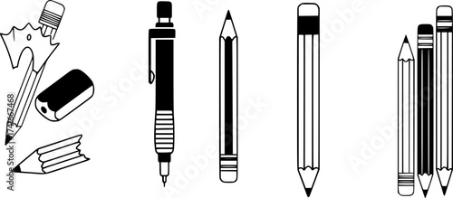 Set of pencil vector icon