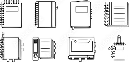 Set of notebook vector icon