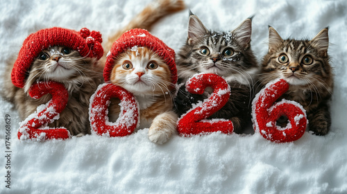 cat and christmas for the New year 2026