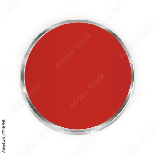 Red Metallic Circle Button with Silver Border