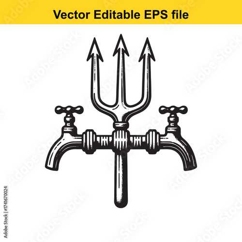 Vector art of trident faucet symbol