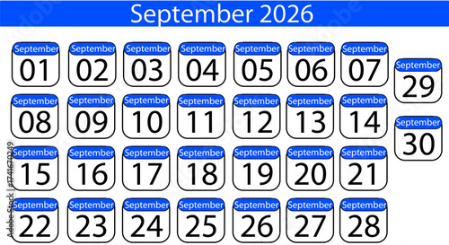 Plan ahead with this September 2026 calendar showcasing important dates for your business promotions, events, or social media planning content