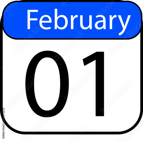 February 1st calendar date in bold blue and black reminds of winter events, love, and Valentine's Day excitement for event planners