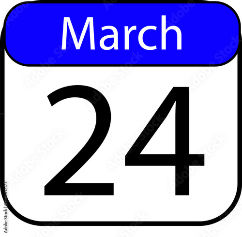 Mark your calendar for March 24th with this vibrant blue and white date icon, perfect for event reminders and social media campaigns