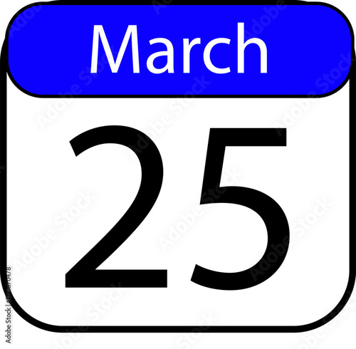 Mark your calendars for March 25th with this clean, modern design reminding you of important events and deadlines in vibrant, simple style