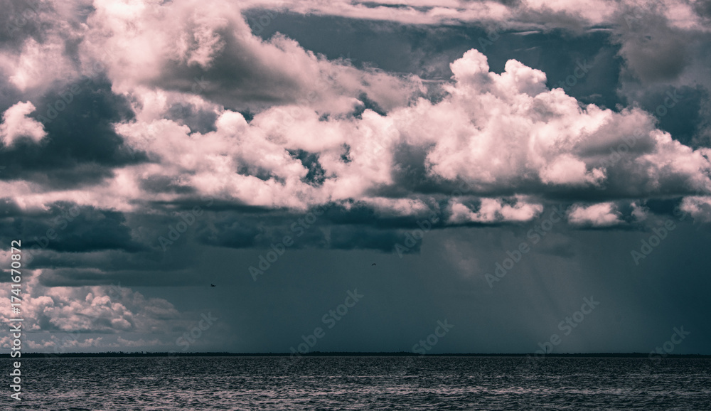 Fototapeta premium approaching storm across the Peace River in Punta Gorda Florida