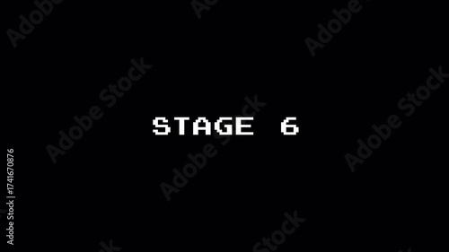 Retro 8-Bit Pixel Text Animation for Vintage Arcade Game Intro on Dark Background