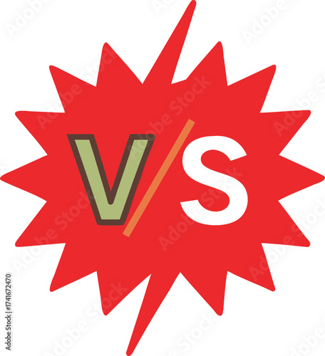 Red starburst versus symbol bold v s design competition matchup opposing forces graphic