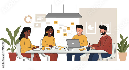 Diverse Team Collaboration in a Modern Office Setting Brainstorming Ideas and Strategizing for Business Success and Innovation