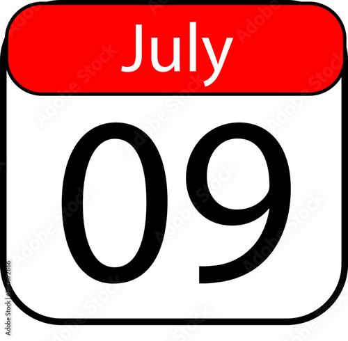 Mark your calendar for July ninth with this clear, bold date graphic perfect for any project needing a specific day reminder