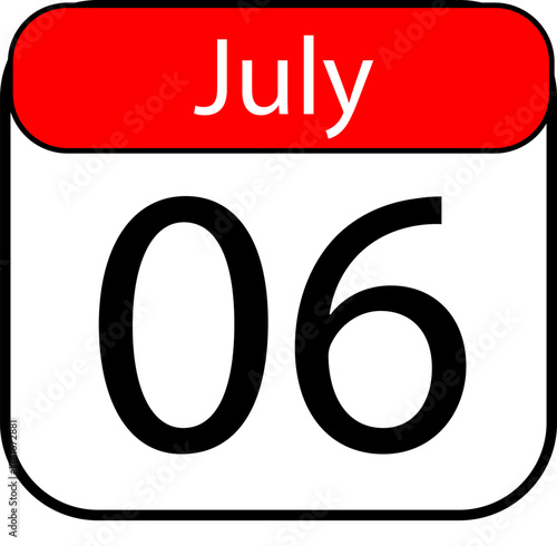 Mark your calendar with this bold graphic for July sixth reminders and important date notations