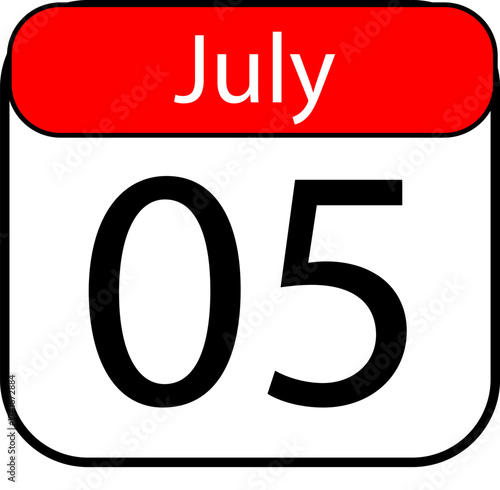 Mark your calendar for July fifth with this bold, modern calendar reminder graphic, perfect for planning important events and deadlines.