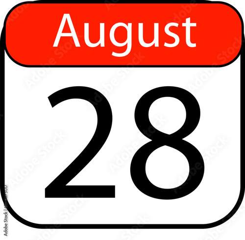 Bold August 28 calendar date graphic marking a specific day for planning, events, or reminders