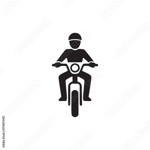 Vector art of a black silhouette of a person riding a motorcycle, , representing transportation, freedom, and adventure with speed and style
