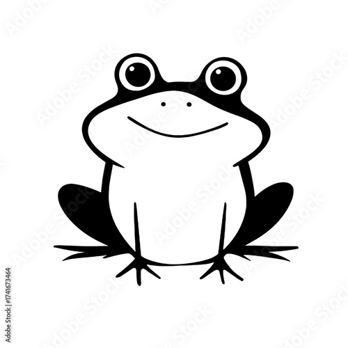 Bullfrog. Bullfrog simple black and white line art vector logo