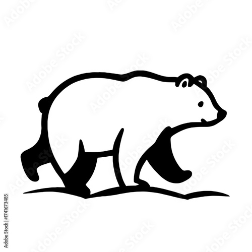 Black Bear. Black Bear simple black and white line art vector logo