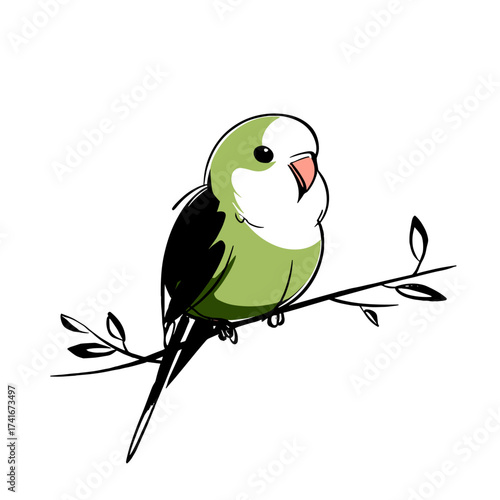 Parakeet. Parakeet simple black and white line art vector logo