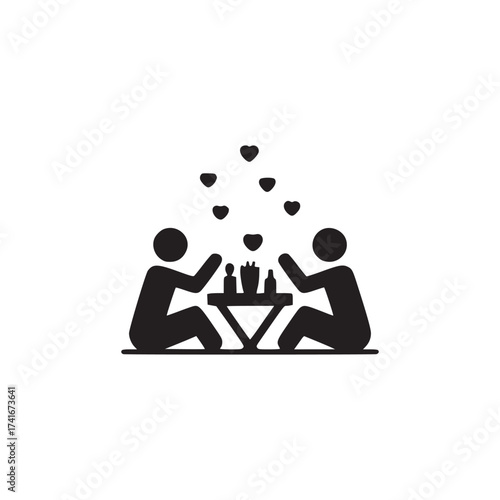 Vector art of a couple is playing chess with love and affection, enjoying a romantic date night a symbol of connection and strategy