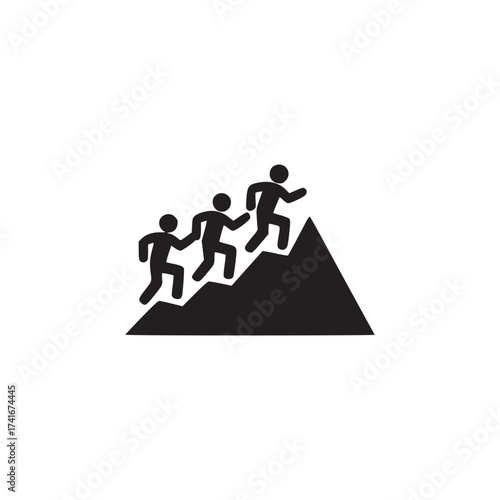 Vector art of teamwork and leadership concept a group of people climbing a mountain together, , symbolizing success, achievement, and collaboration