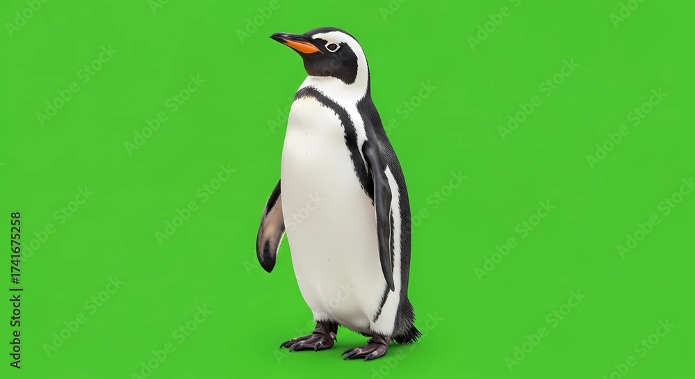 Obraz premium ultra realistic penguin standing upright isolated on greenscreen 