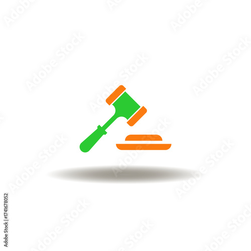 Vector illustration of judge gavel. Symbol of law and justice. Sentencing instrument icon.