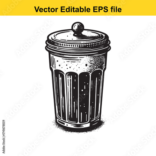 Vector art of glass tumbler with lid