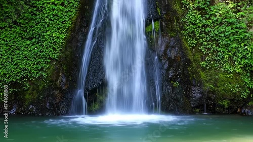 Serene Waterfall Oasis - A Tranquil Escape into Natures Embrace.