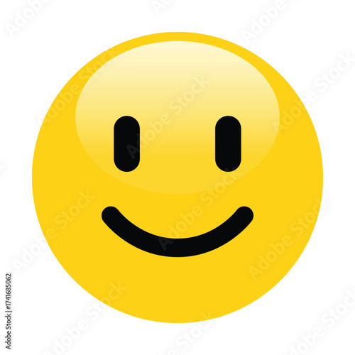 Smiley face emoji, Yellow smiling face icon, positive emotion symbol, vector illustration